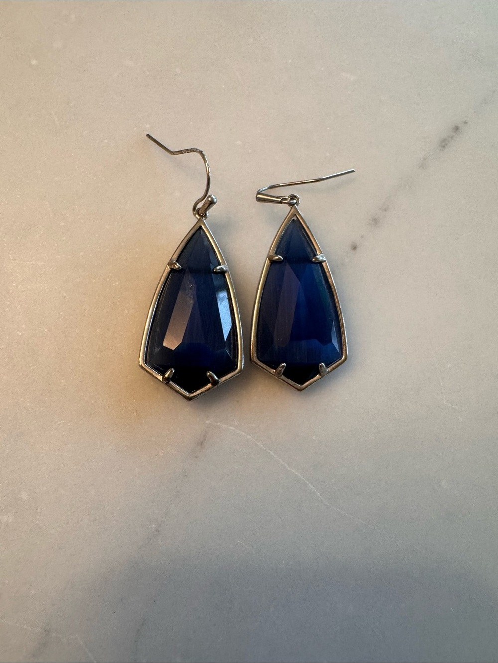 Kendra Scott Navy Faceted Shield Drop Earrings